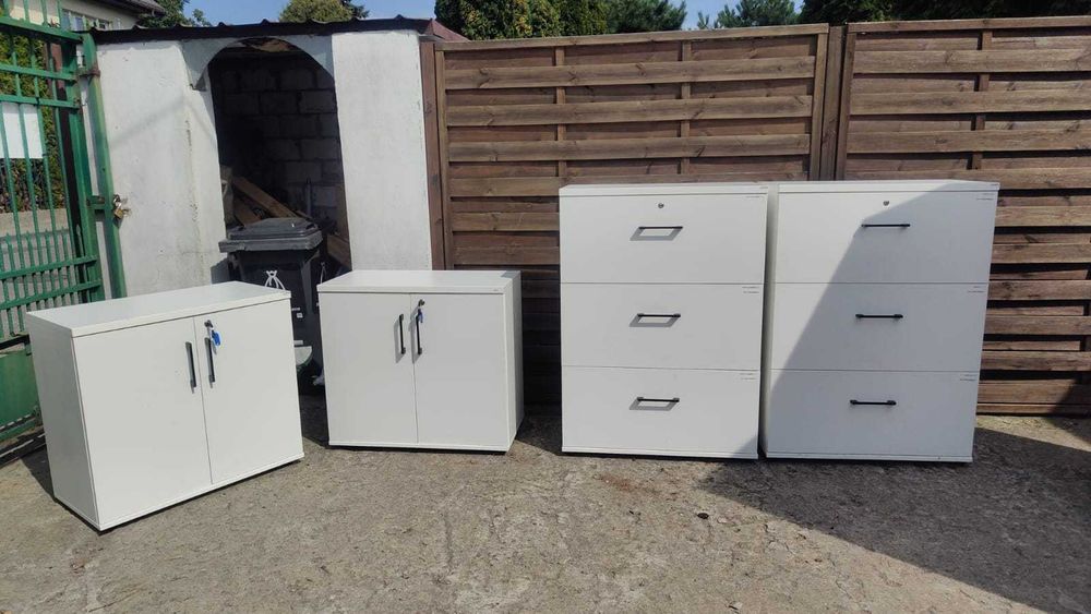 Meble MDD biurowe białe 2 x szafka 2D + 2 x komoda kartotekowa