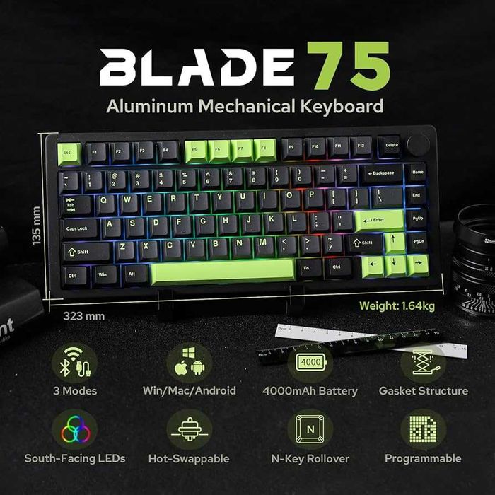 MechLands Blade75 Алюмінієва безпровідна чорна