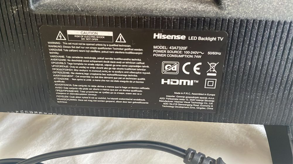 Smart tv Hisense 43”
