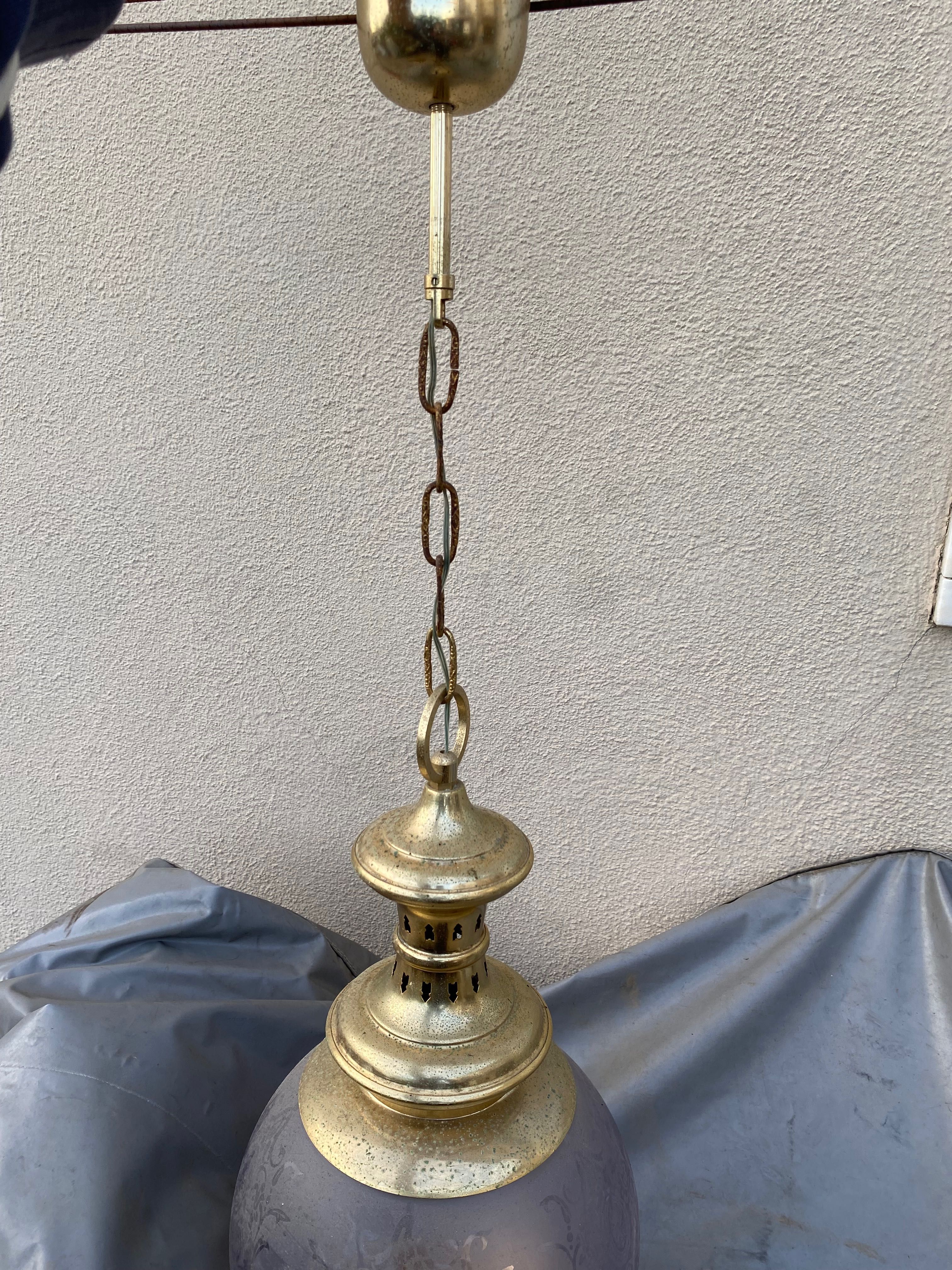 Candeeiro vintage em vidro de tecto