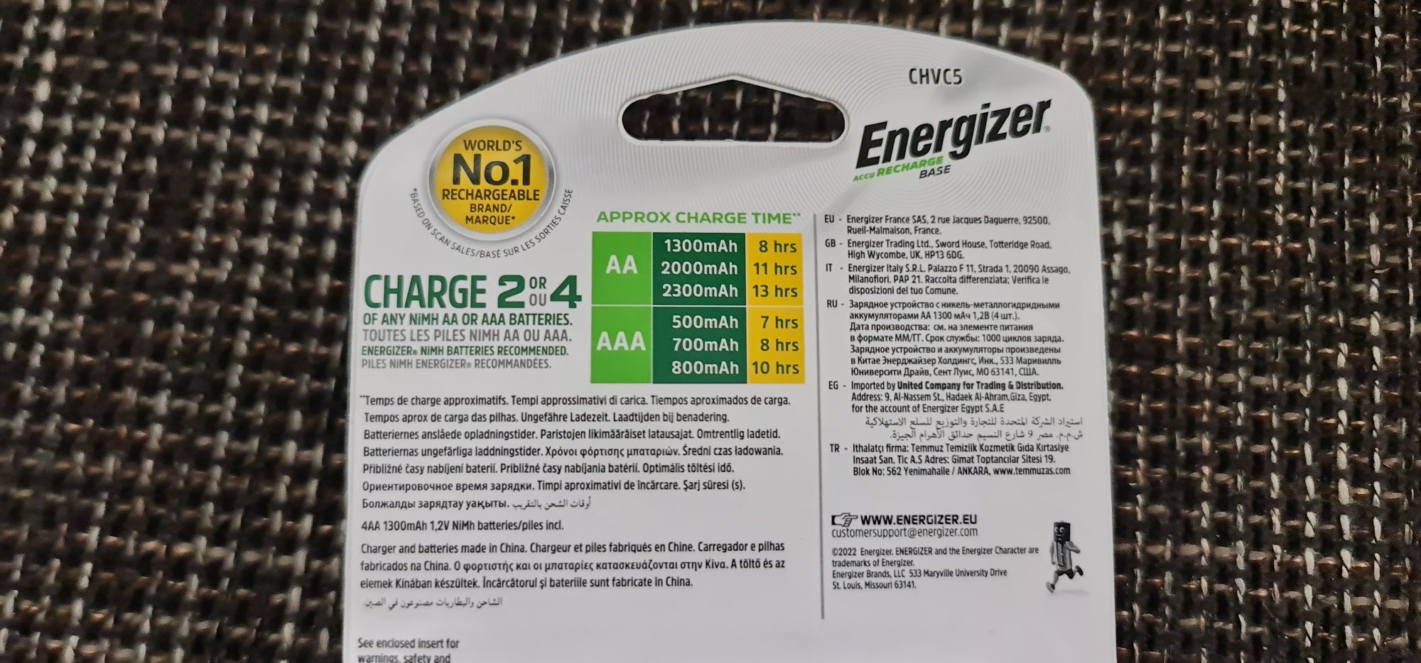 Ładowarka + akumulatorki energizer base 4x AA 1300mAh varta, panasonic