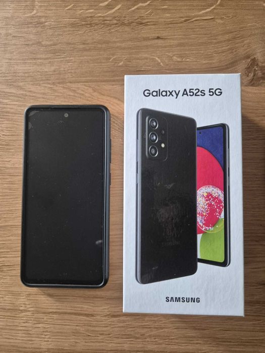 Samsung Galaxy A52s 5G, używany, sprawny, czarny, etui