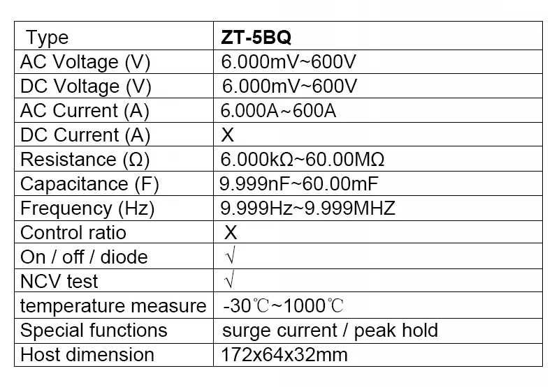Струмовимірювальні кліщі BSIDE ZT-5BQ Bluetooth мультиметр тестер