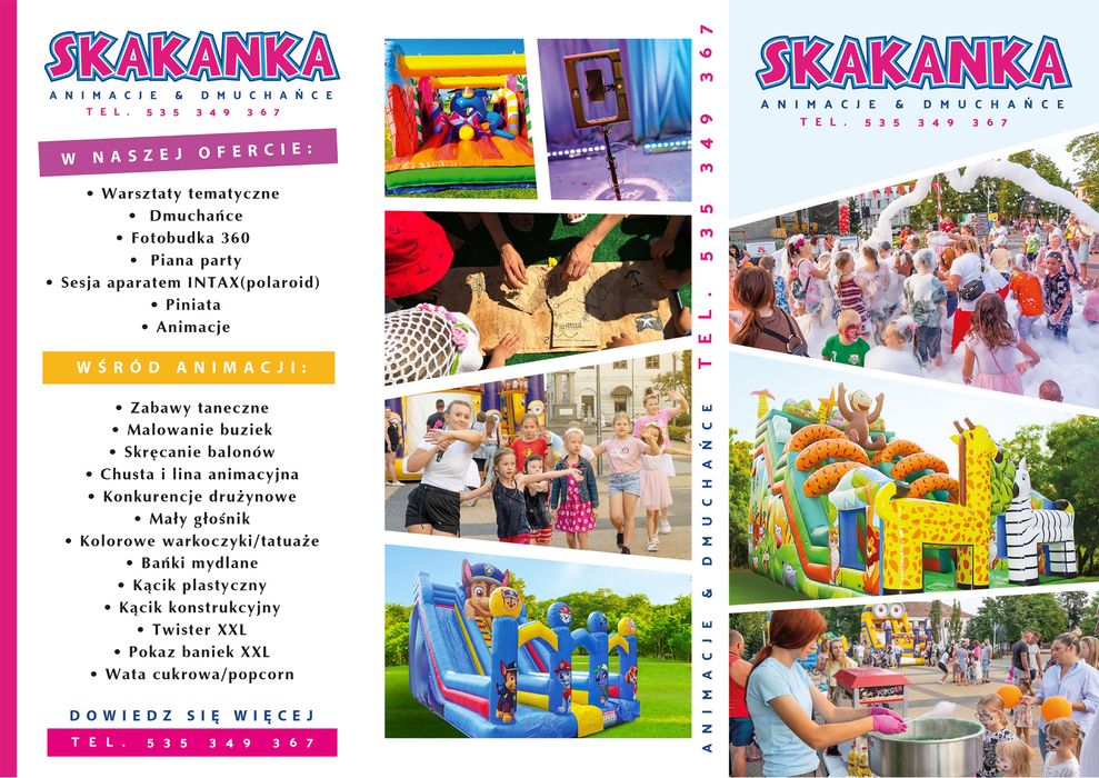 Animacje, Maskotka, animatorka, dmuchaniec, piana party, fotobudka 360