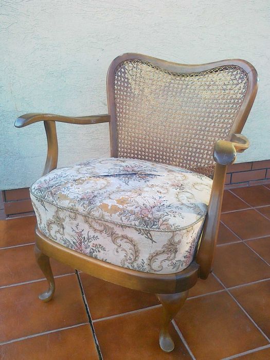 fotel ludwik stylowy krzesło rafia fotelik wypoczynek