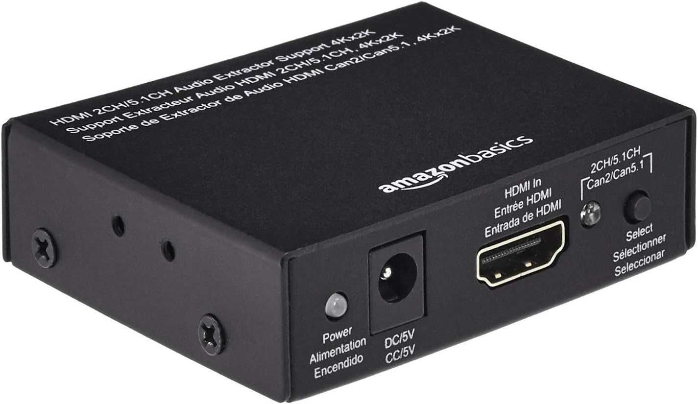 Amazon Basics ekstraktor Audio konwerter HDMI na HDMI 4K RCA Spdif