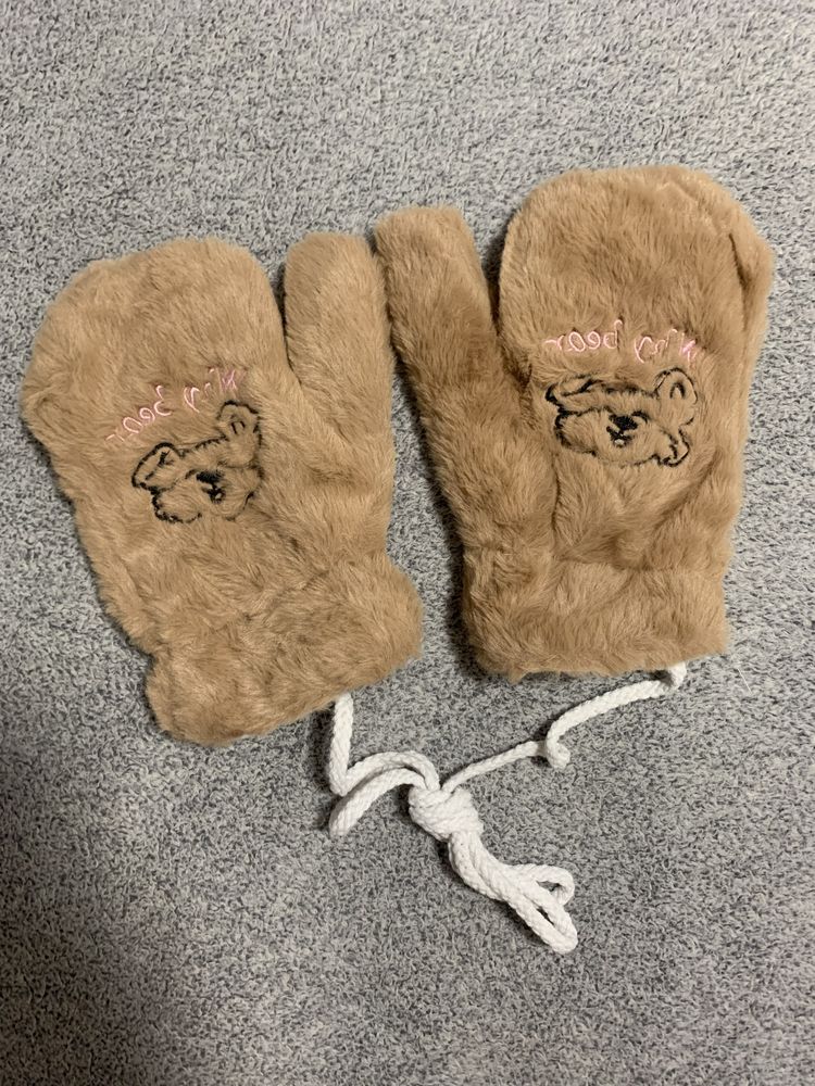 Варежки перчатки с мишкой