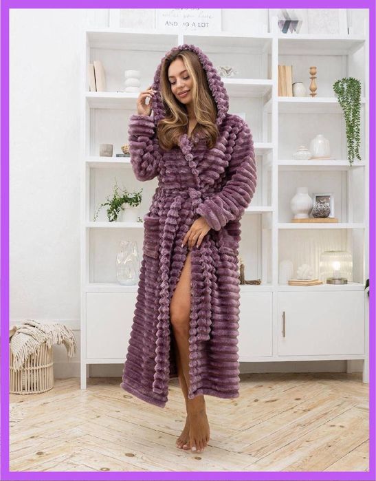 Изысканный женский теплый махровый халат Шарпей, жіночий халат теплий.