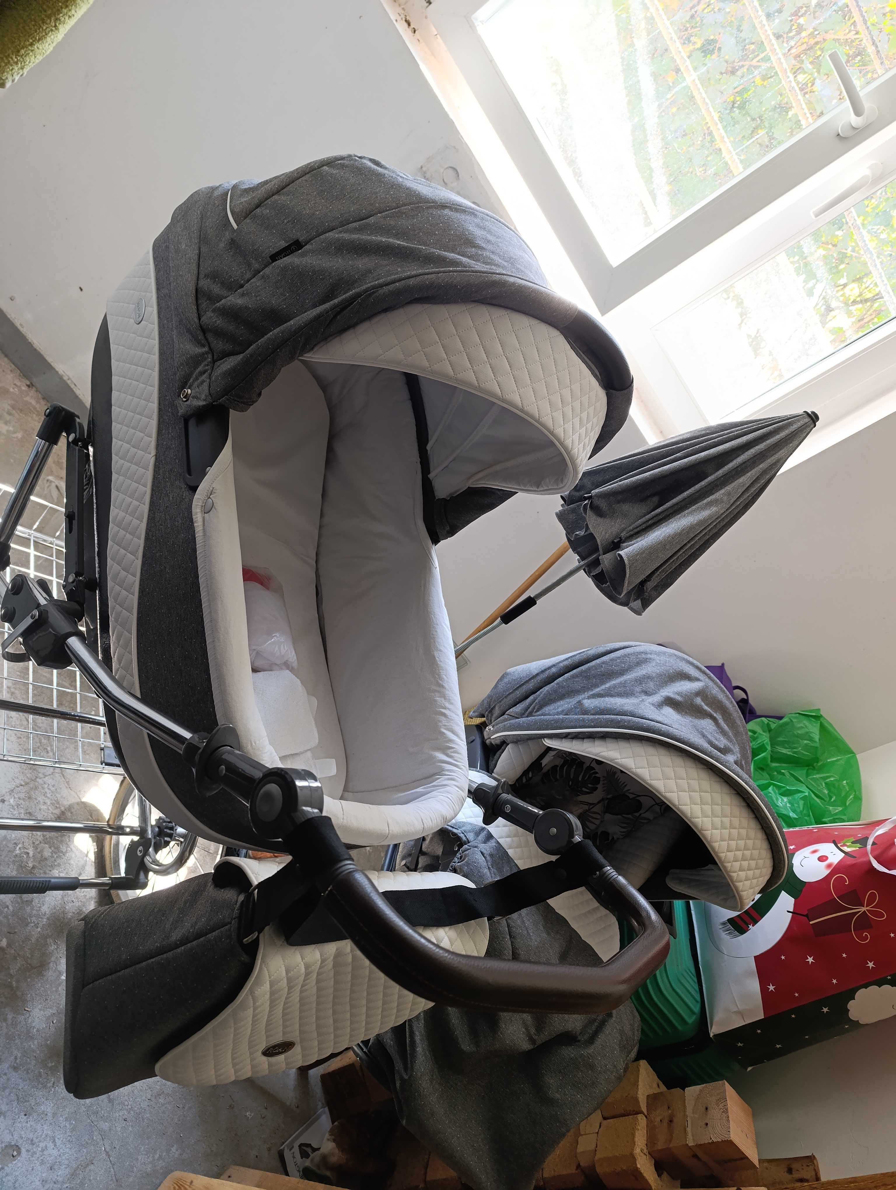 Idealny wózek Roan Emma 2w1 + całe wyposażenie