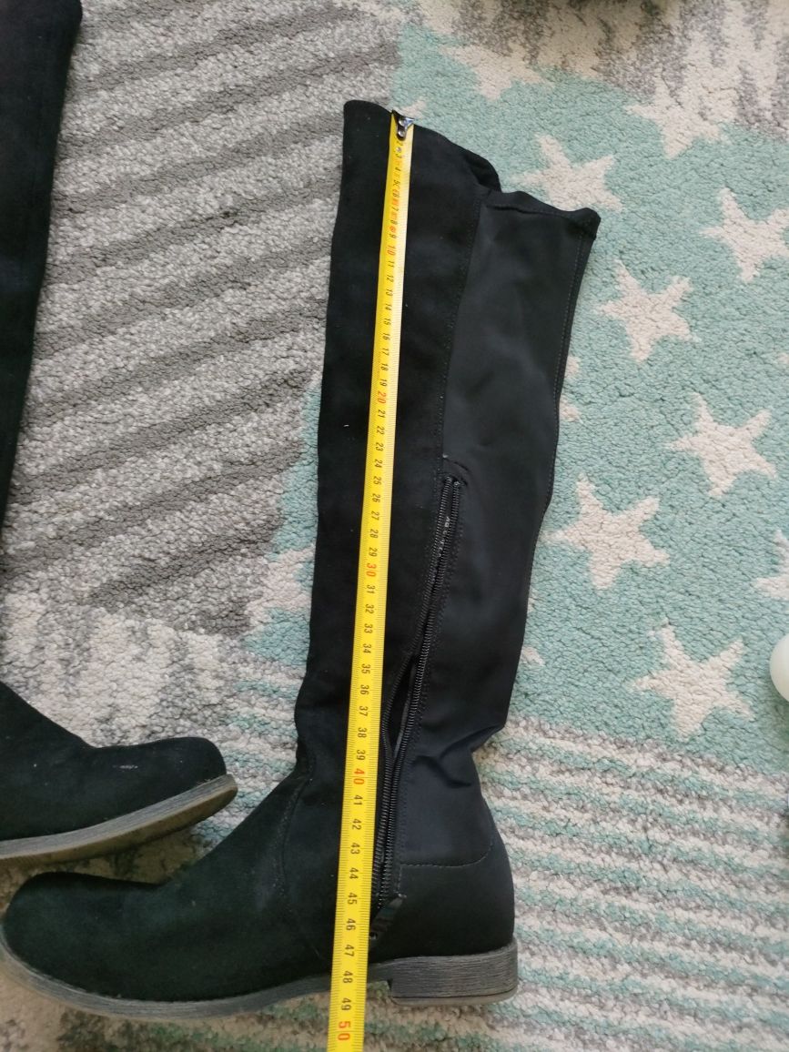 Buty damskie kozaki długie muszkieterki zamszowe roz 36