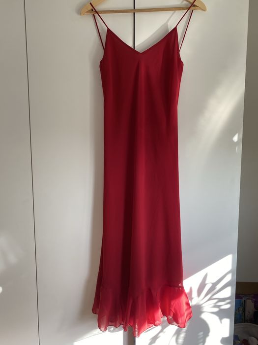 Сукня жіноча червона напівпрозора довга літня, розмір XS