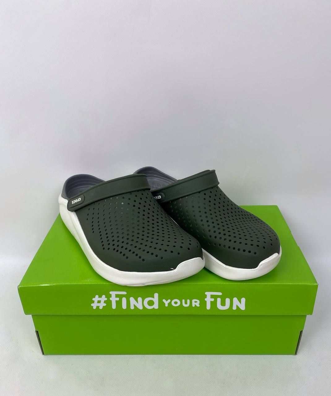 Crocs LiteRide Army Green White кроксы для мужчин