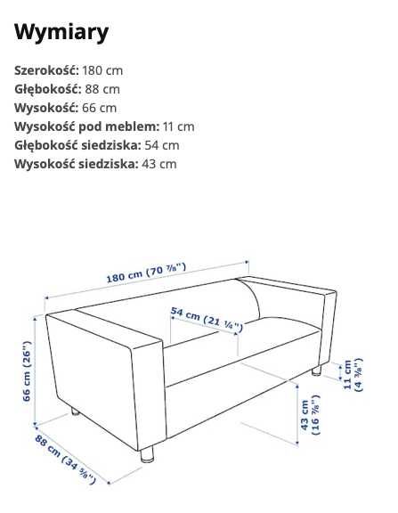 Sofa kanapa Ikea Klippan żółta nierozkładana