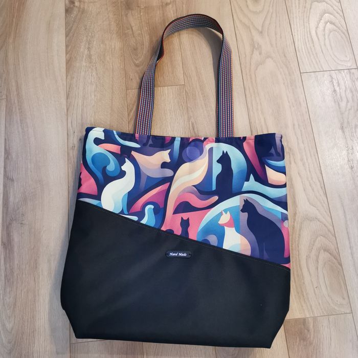 Torba shoperka koty czarny Pojemna