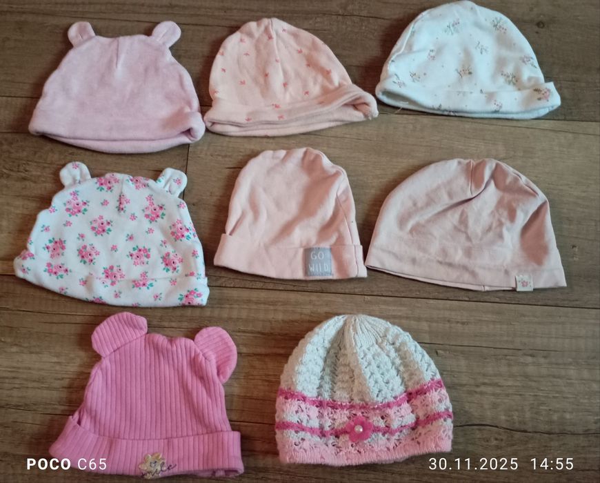 Zestaw czapeczek dla niemowlaka rozmiar 62-68