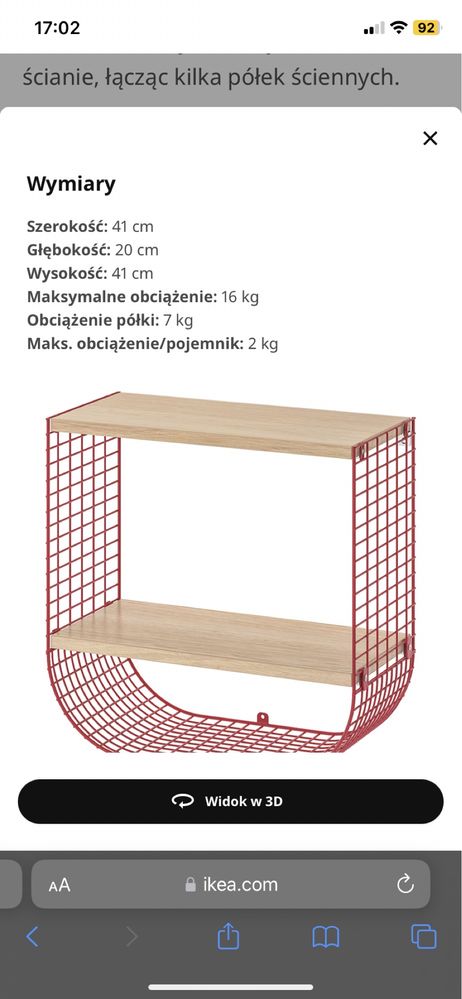 Półka z czerwoną kratką