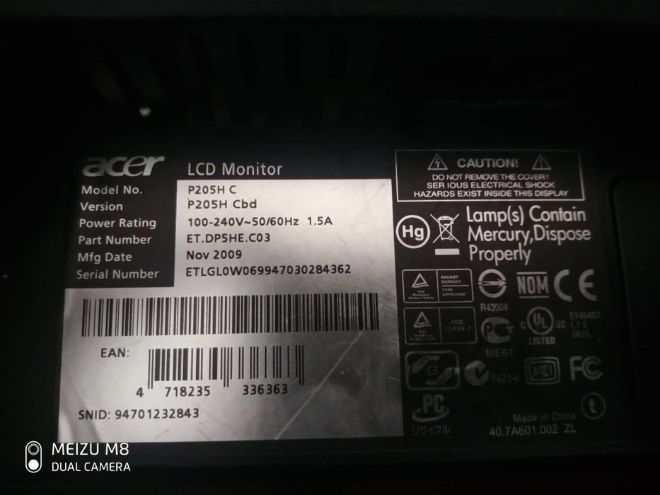 Monitor Acer P205H C