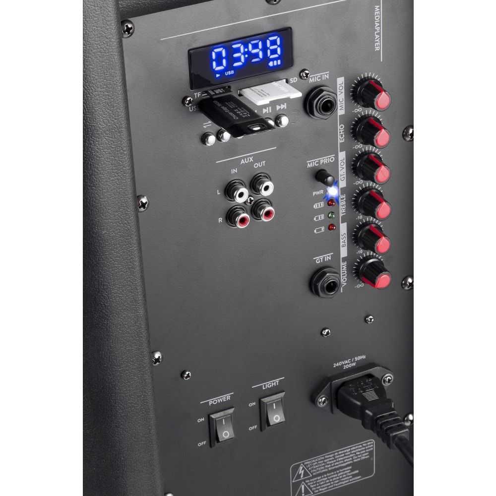Kolumna aktywna przenośna Fenton FT215LED USB/BT+mikrofony