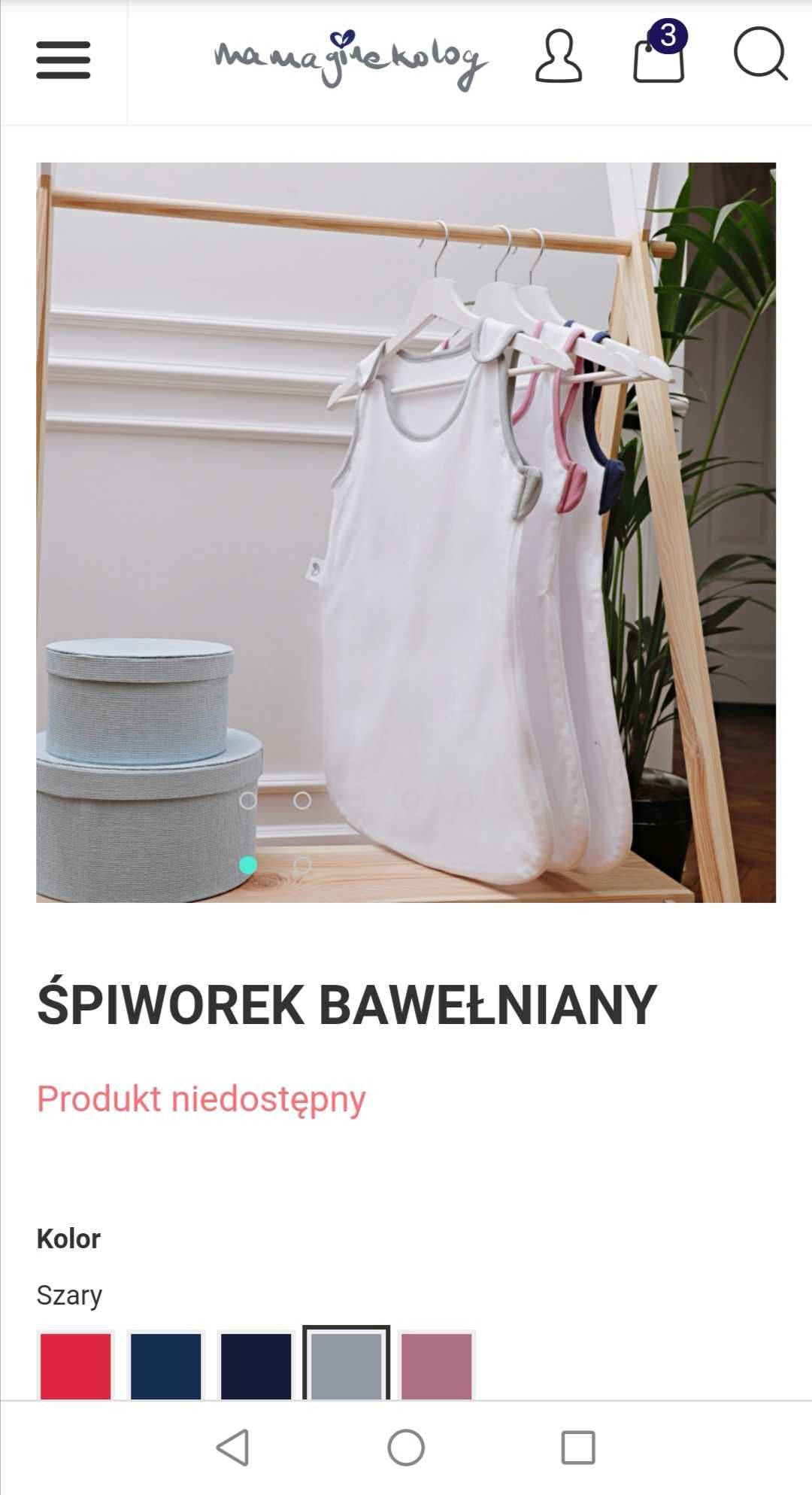 Nowy Śpiworek bawełniany z szarą lamówk mama ginekolog RogerPublishing
