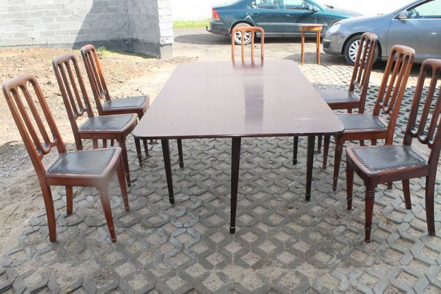 Drewniany stół z krzesłami komplet antyk drewno