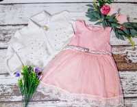 Sukienka koronkowa, różowa r.104