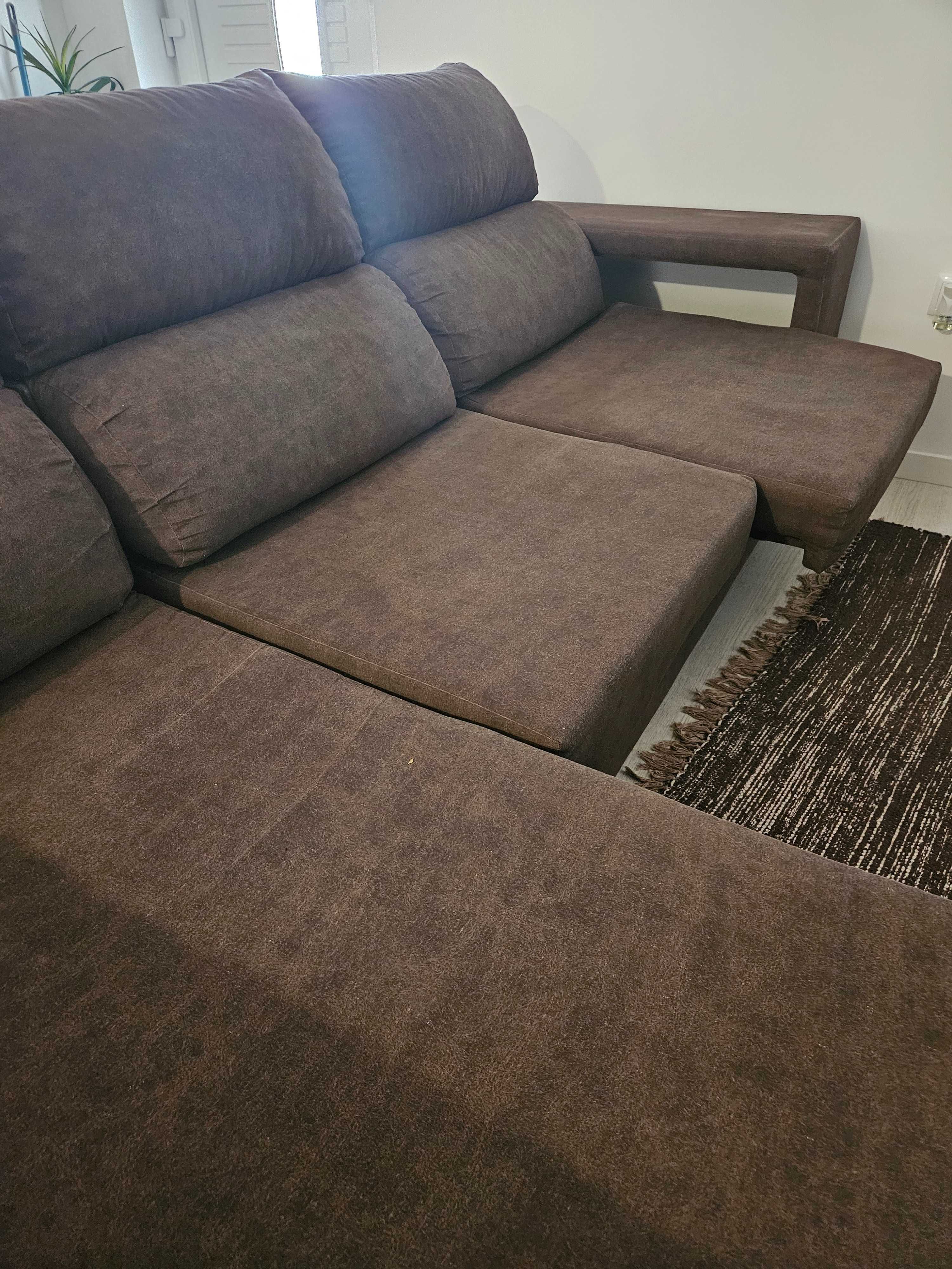 Sofá, chaise longue castanho como novo