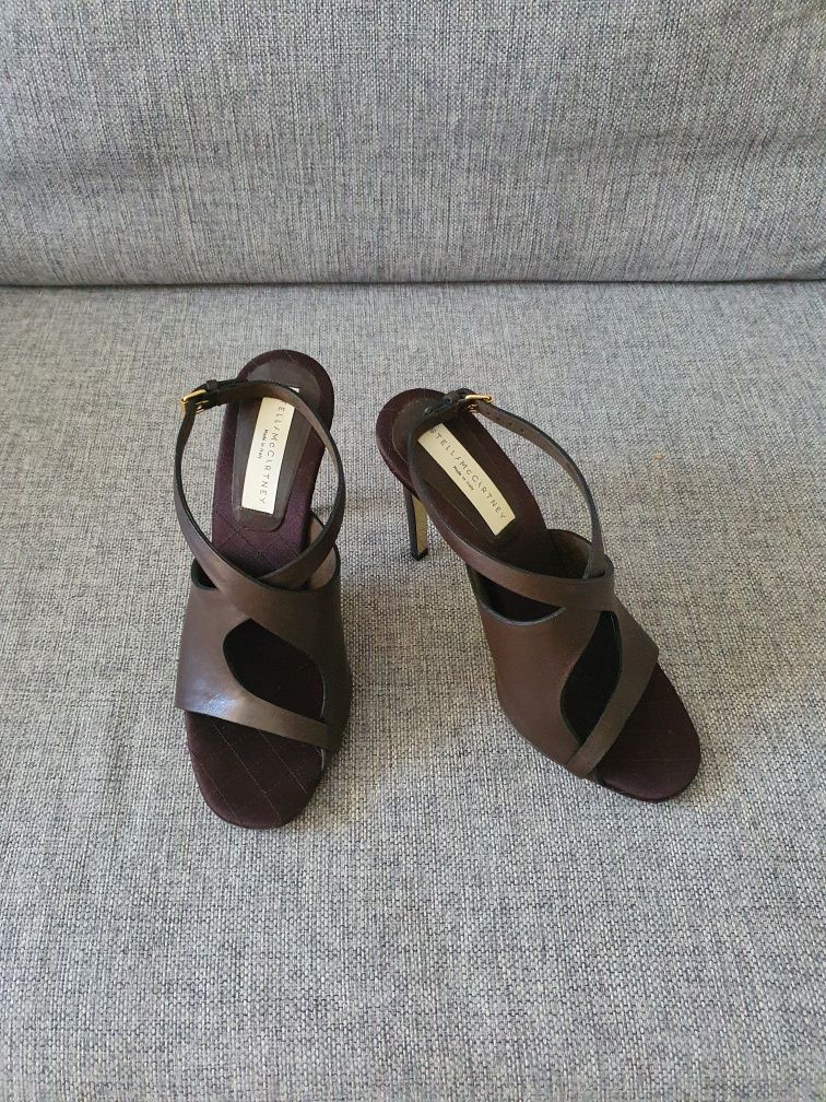 Sandały Stella McCartney 39.5 brązowe skóra wegańska szpilki