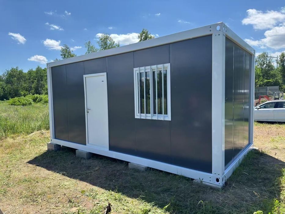 Kontener biurowy magazynowy z elektryką 6m x 2,5m ocieplony z oknami