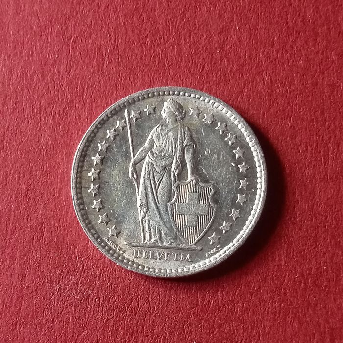 moeda de 1/2 suico ano 1962 prata