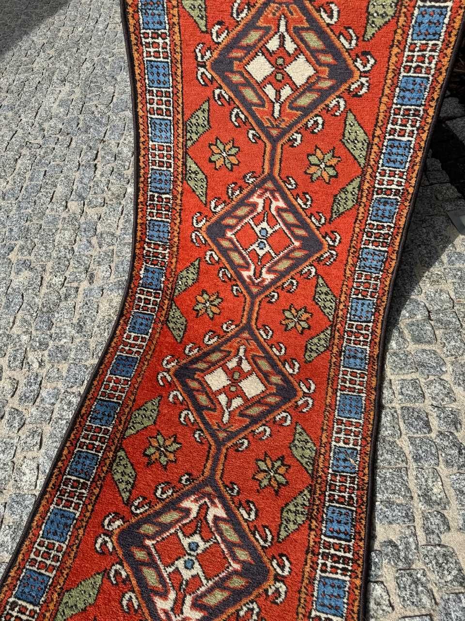 Wełniany chodnik dywan perski r.tkany Iran Hamadan 390x68 gal. 7 tyś