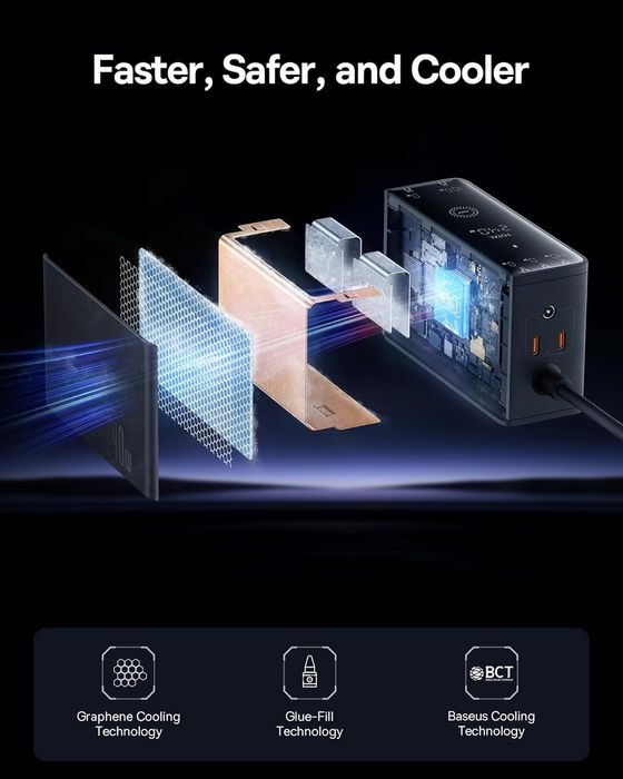 Зарядний пристрій Baseus Digital Fast GaN Charger 240W, розумний з APP