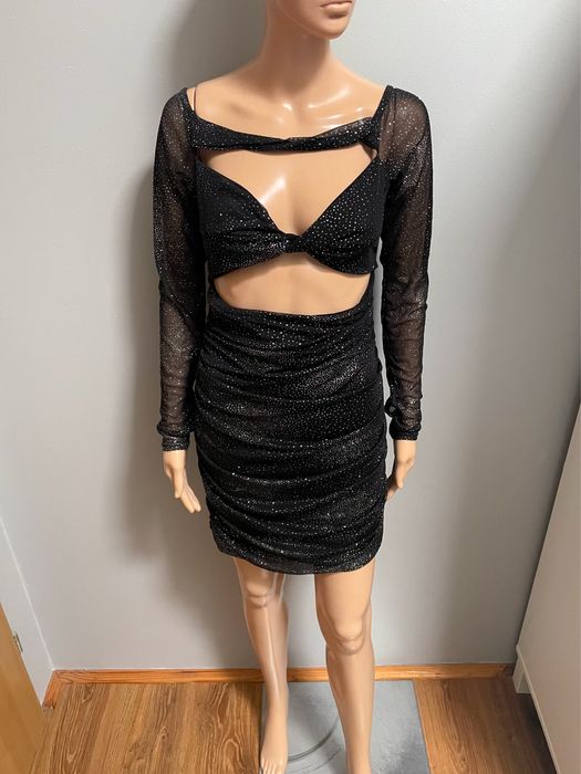 Nowa czarna cekinowa sukienka S/M