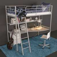 Ikea SVARTA Rama łóżka na atresoli wraz z biurkiem i wisząca półką
