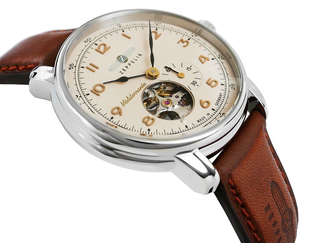 zegarek męski zeppelin mediterranee open heart automatic 9666-5 + box