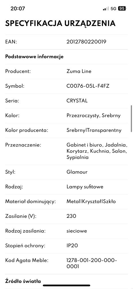 Salonowa lampa zwieszana przydymiony czarny