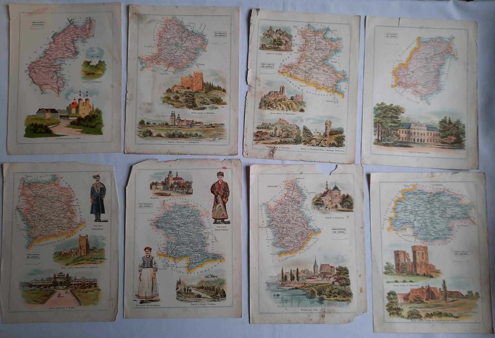 BAZEWICZ Atlas Geograficzny Ilustrowany Królestwa Polskiego 1907 rok.
