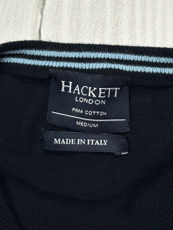 Hackett London Bawełniany Sweterek w Serek Męski 100% Pima Cotton Logo