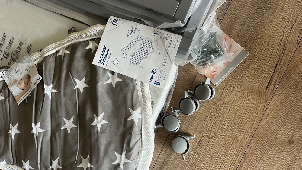 Łóżeczko dostawne roba save asleep 45x90cmKółka,materac,śpiworek