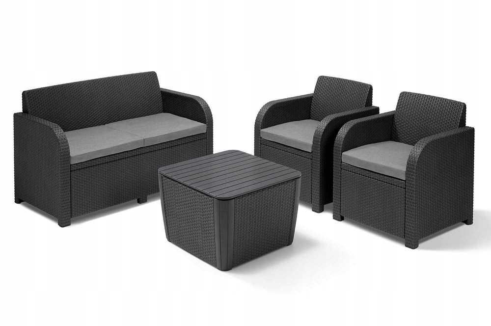 Komplet zestaw mebli ogrodowych dla 4 osób tarasowe GREY grafitowy