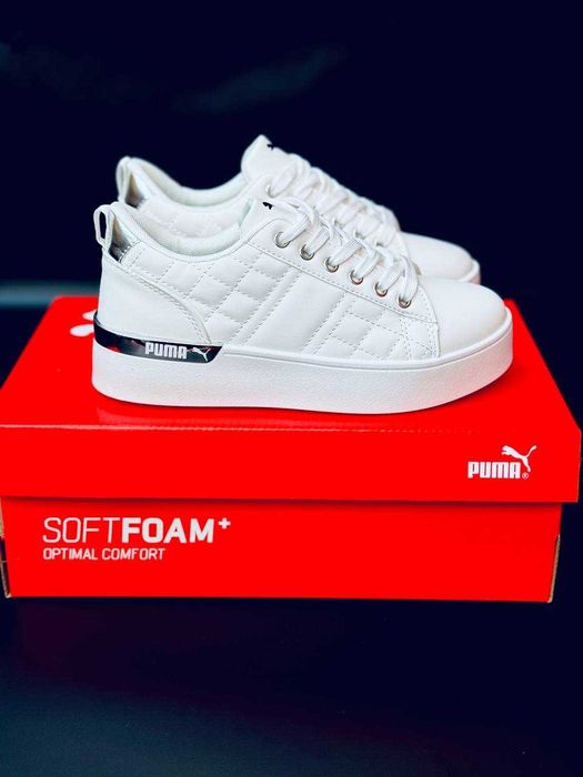 Женские осенние кроссовки пума белые натуральная кожа кросовки puma