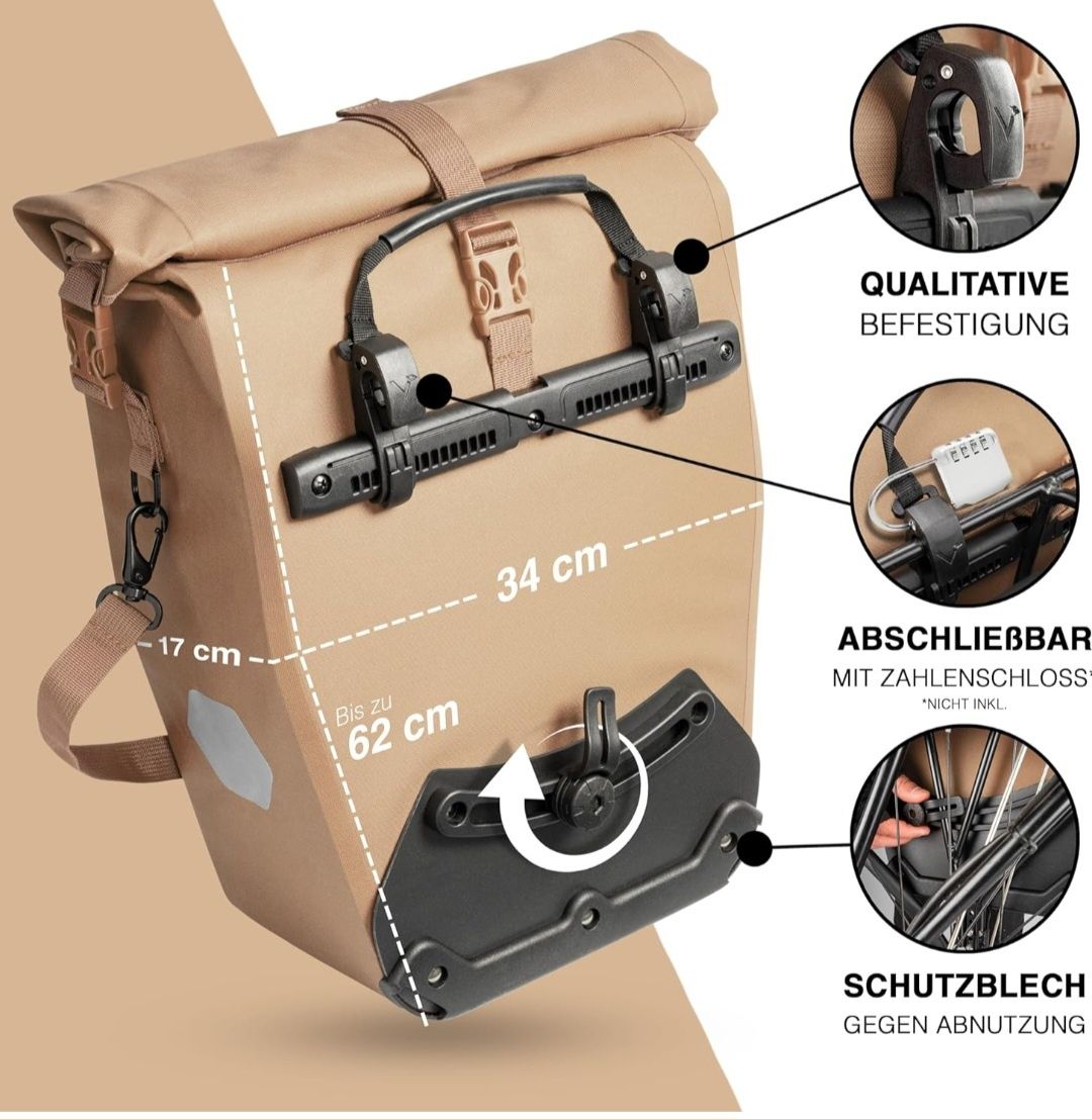 Valkental - Torba rowerowa 2 w 1 pojemność 26L