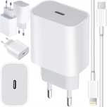 szybka ładowarka do iphone kostka 20w + kabel 1m usb-c iphone lighting