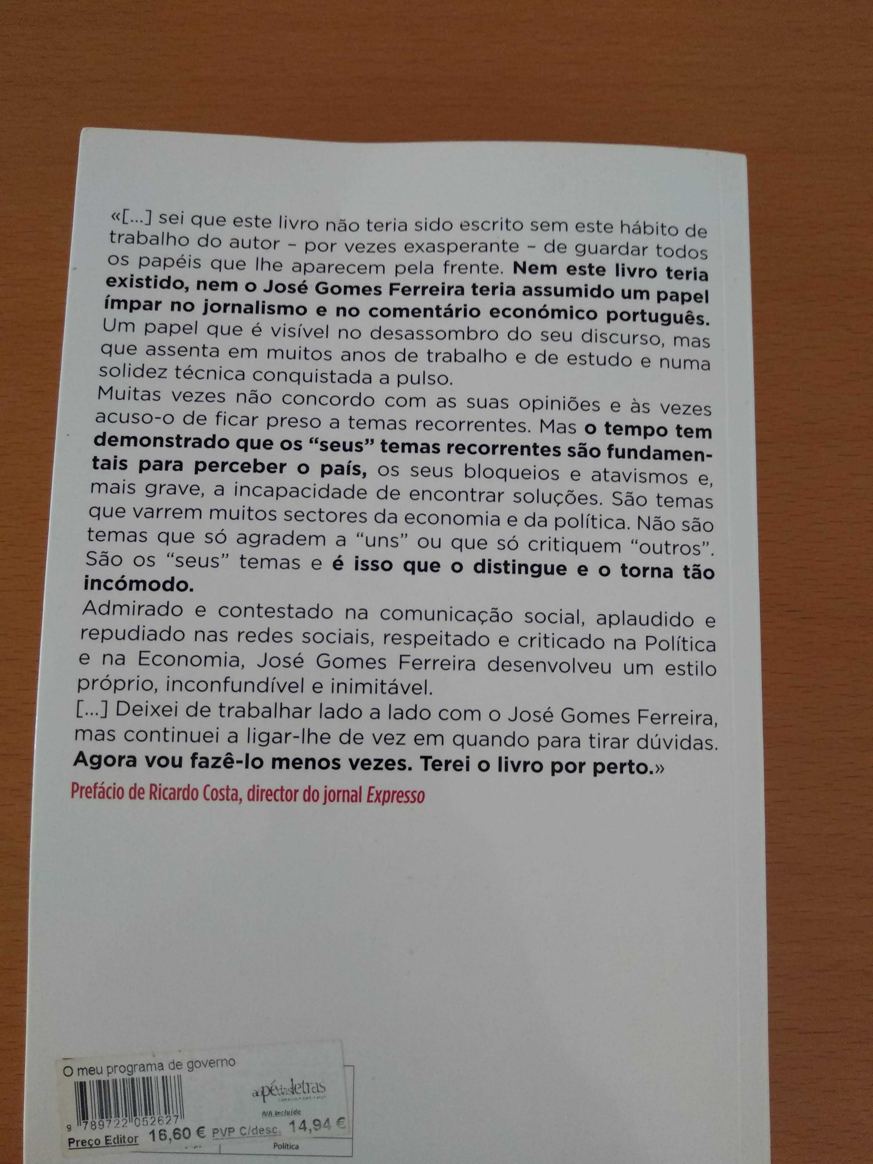 Livro de José Gomes Ferreira - O Meu Programa de Governo