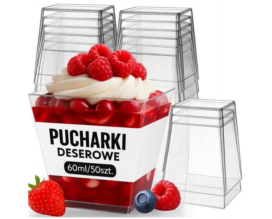 Pucharki Pojemniki Kubeczki do Deserów Lodów na Desery 60 ml 50 szt.