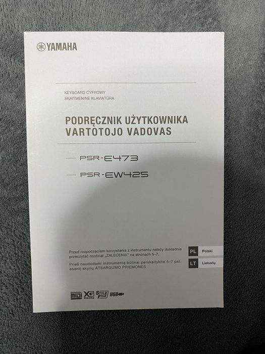 Instrukcja obsługi Yamaha PSR-E473