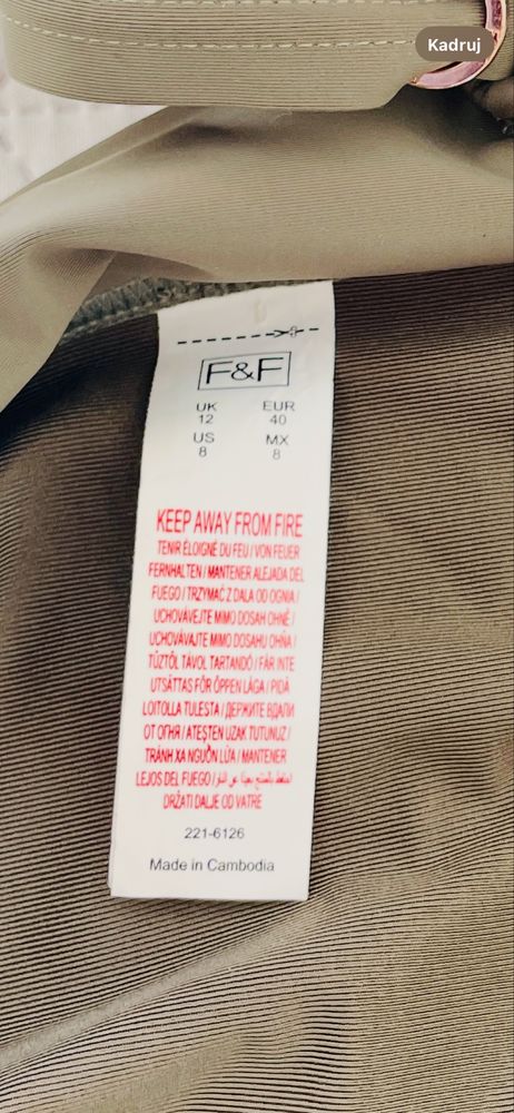 F&F kostium strój kapielowy dwuczęściowy khaki L 40 75C  Push-up nowy
