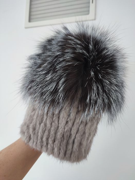 Czapka z norek i lisa