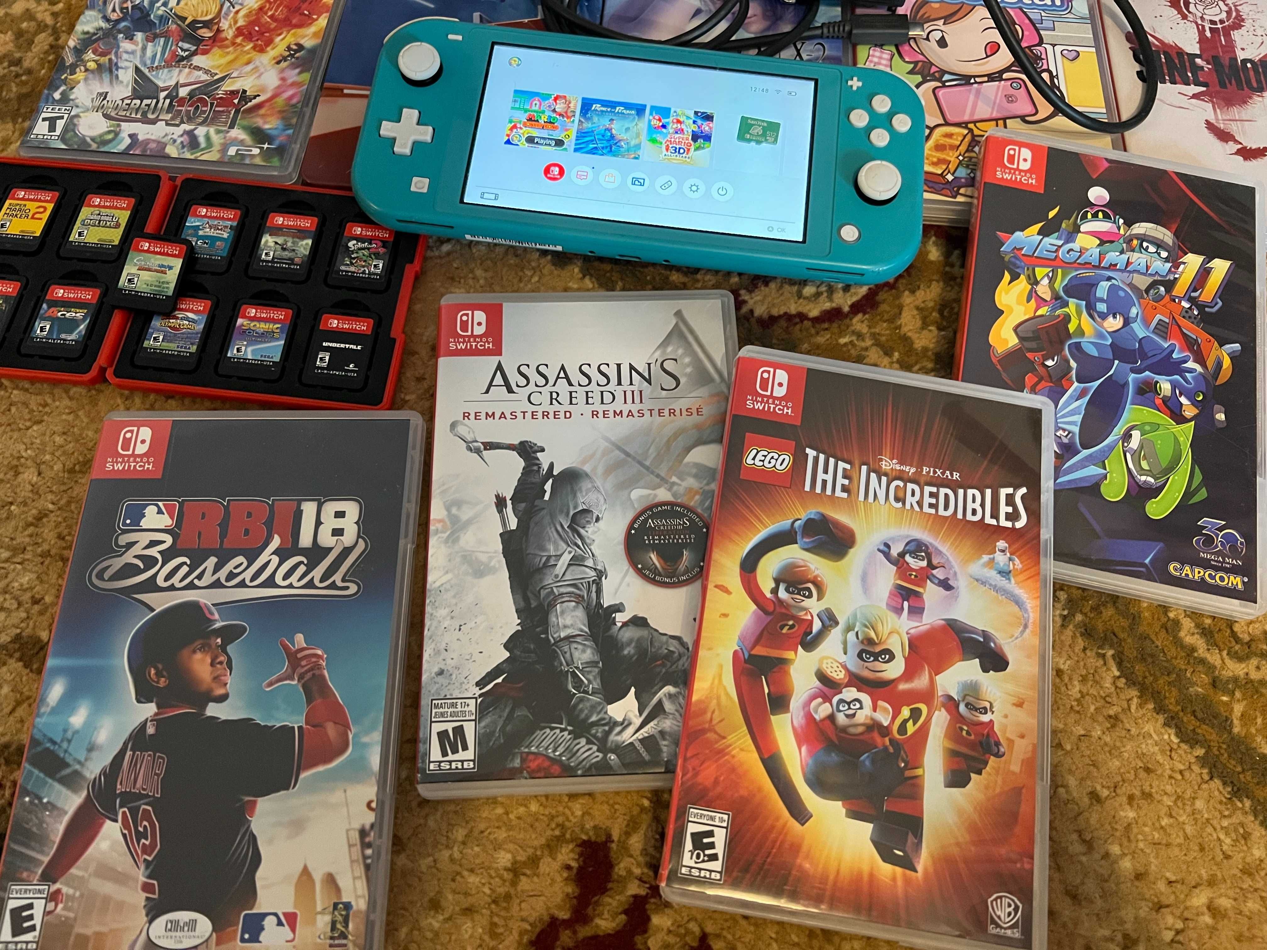 Nintendo Switch Lite + Mario Kart 8 + Lego Incredibles + 512 Gb карта