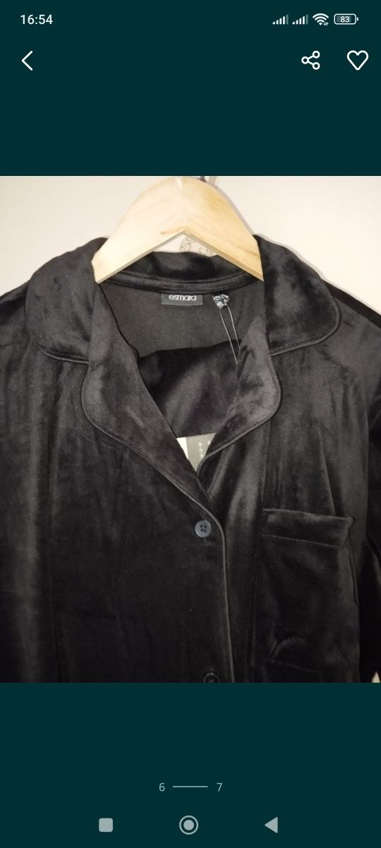 Czarna elegancka welurowa piżama damska 48-50  3XL/4XL
