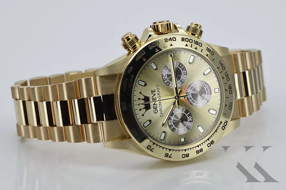 Złoty zegarek z bransoletą męski 14k Geneve mw014ydgb&mbw015y Katowice